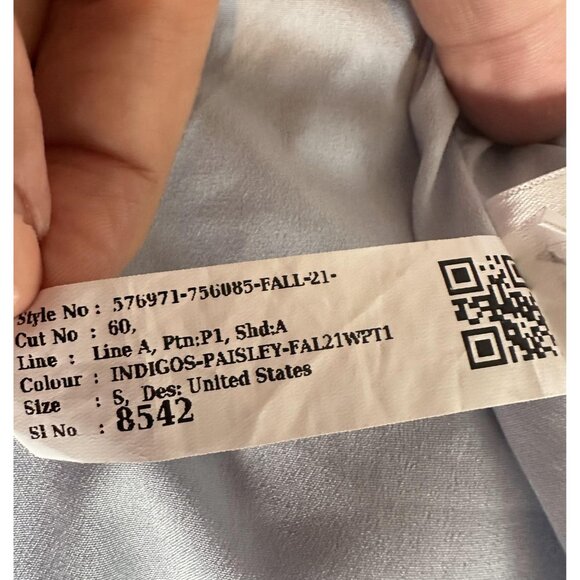 Old‎ Navy Dress Womens S Blue Ditsy Floral L/S Tie Neck Smocked Boho Romantic - Picture 8 of 15